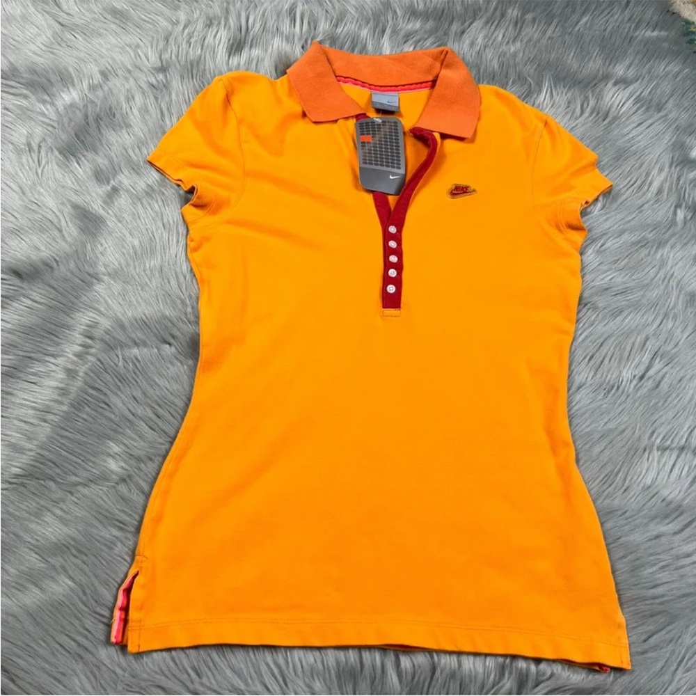 Vintage Y2K Nike 2005 Orange Red Polo Shirt Size M